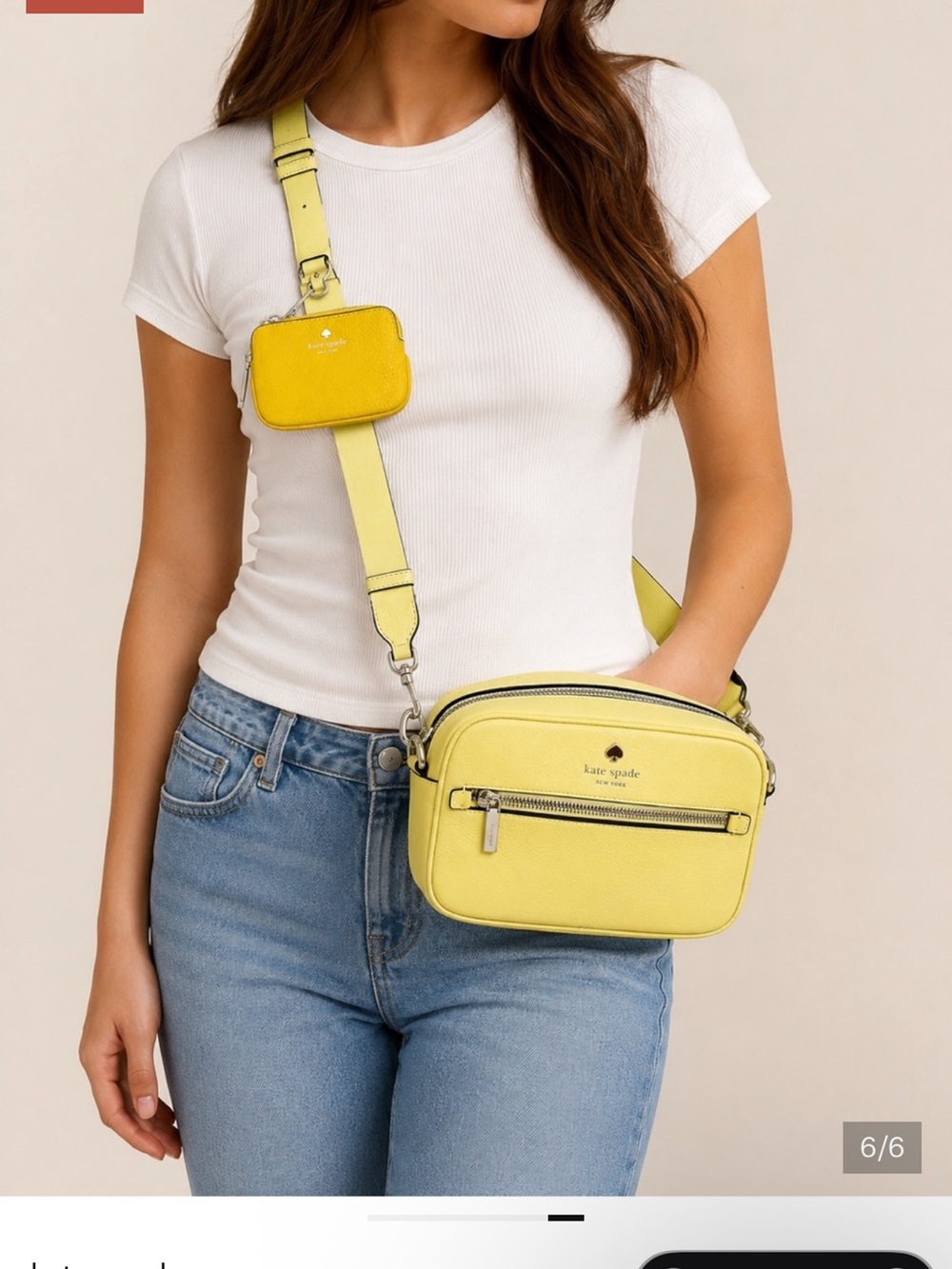 NWT Kate Spade Lemon Yellow Leather Crossbody + Coin Pouch